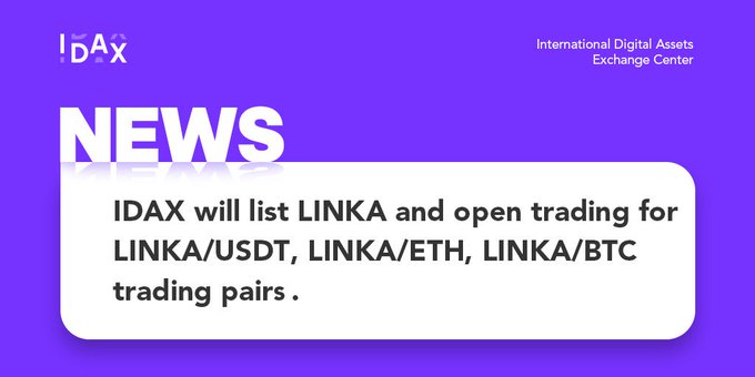 LINKA Trading Competition with million of LINKA GiveAway on IDAX banner