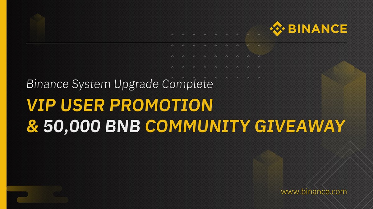 Binance System Upgrade Complete - 50,000 BNB Community Giveaway